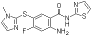2-Amino-4-fluoro-5-[(1-methyl-1H-imidazol-2-yl)thio]-N-thiazol-2-ylbenzamide molecular structure (CAS 603107-76-2)