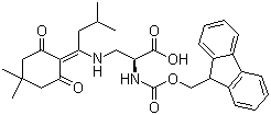 结构式 CAS# 607366-20-1, Fmoc-3-[[1-(4,4-二甲基-2,6-二氧代环己亚基)-3-甲基丁基]氨基]-L-丙氨酸; 3-[[1-(4,4-二甲基-2,6-二氧代环己亚基)-3-甲基丁基]氨基]-N-[(9H-芴-9-基甲氧基)羰基]-L-丙氨酸