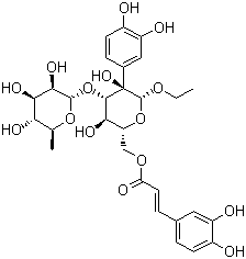 structure of CAS# 61303-13-7, Isoacteoside;[(2R,3R,4S,5R,6R)-5-(3,4-Dihydroxyphenyl)-6-ethoxy-3,5-dihydroxy-4-[(2S,3R,4R,5R,6S)-3,4,5-trihydroxy-6-methyloxan-2-yl]oxyoxan-2-yl]methyl (E)-3-(3,4-dihydroxyphenyl)prop-2-enoate
