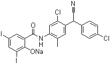 结构式 CAS# 61438-64-0, 氯氰碘柳胺钠