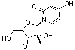 structure of CAS# 622379-93-5, 4-Hydroxy-1-(2-C-methyl-beta-D-ribofuranosyl)-2(1H)-pyridinone