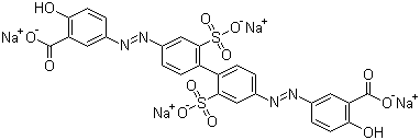 structure of CAS# 6232-49-1, Mordant Yellow 26;Acid mordant Yellow 26; Tetrasodium 5,5'-[(2,2'-disulphonato[1,1'-biphenyl]-4,4'-diyl)bis(azo)]disalicylate