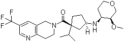 structure of CAS# 624733-88-6, MK 0812;1,5-Anhydro-2,3-dideoxy-3-[[(1R,3S)-3-[[7,8-dihydro-3-(trifluoromethyl)-1,6-naphthyridin-6(5H)-yl]carbonyl]-3-(1-methylethyl)cyclopentyl]amino]-4-O-methyl-D-erythro-pentitol