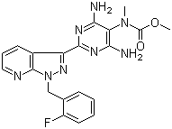 结构式 CAS# 625115-55-1, N-[4,6-二氨基-2-[1-[(2-氟苯基)甲基]-1H-吡唑并[3,4-b]吡啶-3-基]-5-嘧啶基]-N-甲基氨基甲酸甲酯