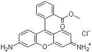 structure of CAS# 62669-70-9, Rhodamine 123;3,6-Diamino-9-[2-(methoxycarbonyl)phenyl]xanthylium chloride