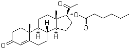 structure of CAS# 630-56-8, Hydroxyprogesterone caproate;17a-Hydroxyprogesterone caproate; 17a-Hydroxy-4-pregnene-3,20-dione caproate