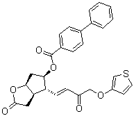 [3aR-[3aalpha,4alpha(E),5beta,6aalpha]]-[1,1'-Biphenyl]-4-carboxylic acid hexahydro-2-oxo-4-[3-oxo-4-(3-thienyloxy)-1-butenyl]-2H-cyclopenta[b]furan-5-yl ester molecular structure (CAS 63150-91-4)