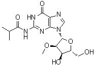 structure of CAS# 63264-29-9, N2-Isobutyryl-2'-O-methylguanosine;N-[9-[(2R,3R,4R,5R)-4-hydroxy-5-(hydroxymethyl)-3-methoxyoxolan-2-yl]-6-oxo-1H-purin-2-yl]-2-methylpropanamide