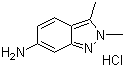 structure of CAS# 635702-60-2, 2,3-Dimethyl-2H-indazol-6-amine hydrochloride;2,3-Dimethyl-2H-indazol-6-amine monohydrochloride; 2,3-Dimethyl-6-amino-2H-indazole hydrochloride