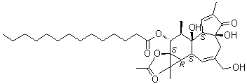 structure of CAS# 63597-44-4, 4alpha-12-O-Tetradecanoylphorbol 13-acetate;4alpha-Phorbol 12-myristate 13-acetate; 4alpha-TPA; alpha-TPA
