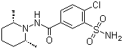structure of CAS# 636-54-4, Clopamide;4-Chloro-N-(cis-2,6-dimethylpiperidino)-3-sulfamoylbenzamide