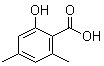 structure of CAS# 6370-32-7, 2,4-Dimethyl-6-hydroxybenzoic acid;2-Hydroxy-4,6-dimethylbenzoic acid; 6-Hydroxy-2,4-xylic acid; NSC 109119