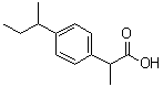 structure of CAS# 64451-76-9, 2-(4-(Butan-2-yl)phenyl)propanoic acid;2-(p-sec-Butylphenyl)propionic acid