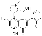 结构式 CAS# 647019-54-3, P-1002; rel-2-(2-氯苯基)-5,7-二羟基-8-[(2R,3S)-2-(羟甲基)-1-甲基-3-吡咯烷基]-4H-1-苯并吡喃-4-酮