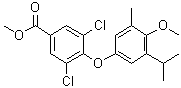 3,5-Dichloro-4-[4-methoxy-3-methyl-5-(1-methylethyl)phenoxy]benzoic acid methyl ester molecular structure (CAS 649725-23-5)