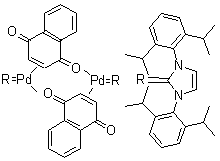 structure of CAS# 649736-75-4, 1,3-Bis(2,6-diisopropylphenyl)imidazol-2-ylidene(1,4-naphthoquinone)palladium dimer