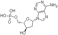 结构式 CAS# 653-63-4, 2'-脱氧腺苷-5'-单磷酸; 脱氧腺苷单磷酸; 脱氧腺苷酸