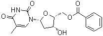 结构式 CAS# 65475-51-6, 1-(5-O-苯甲酰基-2-脱氧-beta-D-苏式-呋喃戊糖基)-5-甲基-2,4(1H,3H)-嘧啶二酮