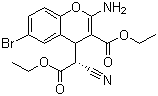 structure of CAS# 65673-63-4, HA 14-1;2-Amino-6-bromo-alpha-cyano-3-(ethoxycarbonyl)-(alphaR,4R)-rel-4H-1-benzopyran-4-acetic acid ethyl ester