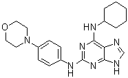 structure of CAS# 656820-32-5, Reversine;N6-Cyclohexyl-N2-[4-(4-morpholinyl)phenyl]-1H-purine-2,6-diamine