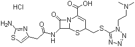structure of CAS# 66309-69-1, Cefotiam hydrochloride;(6R-trans)-7-[2-(2-aminothiazol-4-yl)acetamido]-3-[[[1-[2-(dimethylamino)ethyl]-1H-tetrazol-5-yl]thio]methyl]-8-oxo-5-thia-1-azabicyclo[4.2.0]oct-2-ene-2-carboxylic acid hydrochloride