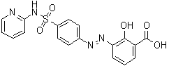 structure of CAS# 66364-71-4, 2-Hydroxy-3-[2-[4-[(2-pyridinylamino)sulfonyl]phenyl]diazenyl]benzoic acid