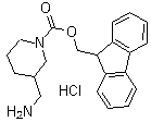 structure of CAS# 669713-56-8, 3-(Aminomethyl)-1-piperidinecarboxylic acid 9H-fluoren-9-ylmethyl ester hydrochloride;3-(Aminomethyl)-1-piperidinecarboxylic acid 9H-fluoren-9-ylmethyl ester monohydrochloride