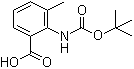 结构式 CAS# 669713-59-1, 2-[叔丁氧羰基氨基]-3-甲基苯甲酸