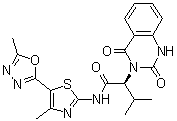 (alphaS)-1,4-Dihydro-alpha-(1-methylethyl)-N-[4-methyl-5-(5-methyl-1,3,4-oxadiazol-2-yl)-2-thiazolyl]-2,4-dioxo-3(2H)-quinazolineacetamide molecular structure (CAS 672926-33-9)