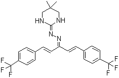 structure of CAS# 67485-29-4, Hydramethylnon;Tetrahydro-5,5-dimethyl-2(1H)-pyrimidinone[3-[4-(trifluoromethyl)phenyl]-1-[2-[4-(trifluoromethyl)phenyl]ethenyl]-2-propenylidene]hydrazone