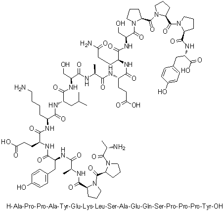 L-Alanyl-L-prolyl-L-prolyl-L-alanyl-L-tyrosyl-L-alpha-glutamyl-L-lysyl-L-leucyl-L-seryl-L-alanyl-L-alpha-glutamyl-L-glutaminyl-L-seryl-L-prolyl-L-prolyl-L-prolyl-L-tyrosine molecular structure (CAS 680185-19-7)
