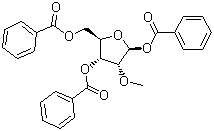 structure of CAS# 68045-07-8, 1,3,5-Tri-O-benzoyl-2-O-methyl-D-ribose