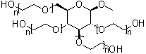 alpha-Hydro-omega-hydroxypoly(oxy-1,2-ethanediyl) ether with methyl beta-D-glucopyranoside (4:1) molecular structure (CAS 68239-42-9)