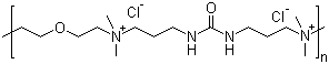 structure of CAS# 68555-36-2, Polyquaternium-2;Bis(2-chloroethyl) ether-1,3-bis[3-(dimethylamino)propyl]urea copolymer; Poly[bis(2-chloroethyl)ether 1,3-bis[3-(dimethylamino)propyl]urea] quaternized