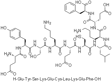 L-alpha-Glutamyl-L-tyrosyl-L-seryl-L-lysyl-L-alpha-glutamyl-L-cysteinyl-L-leucyl-L-lysyl-L-alpha-glutamyl-L-phenylalanine molecular structure (CAS 691880-91-8)