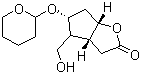 结构式 CAS# 69222-61-3, 科立内酯; 科里内酯; (3aR,4S,5R,6aS)-六氢-4-羟甲基-5-[(四氢-2H-吡喃-2-基)氧基]-2H-环戊并[b]呋喃-2-酮