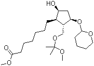 [1R-(1a,2b,3a,5a)]-5-Hydroxy-2-[(1-methoxy-1-methylethoxy)methyl]-3-[(tetrahydro-2H-pyran-2-yl)oxy]cyclopentaneheptanoic acid methyl ester molecular structure (CAS 69810-10-2)