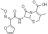 (6R,7R)-7-[[(2Z)-2-(2-Furanyl)-2-(methoxyimino)acetyl]amino]-3-methyl-8-oxo-5-thia-1-azabicyclo[4.2.0]oct-2-ene-2-carboxylic acid molecular structure (CAS 69822-88-4)