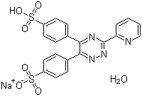 结构式 CAS# 69898-45-9, 菲啰嗪一钠盐; 4,4'-[3-(2-吡啶基)-1,2,4-三嗪-5,6-二基]二苯磺酸一钠盐(一水物)
