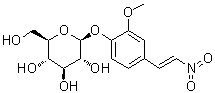 structure of CAS# 70622-80-9, 2-Methoxy-4-(2-nitroethenyl)phenyl beta-D-glucopyranoside