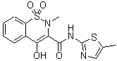structure of CAS# 71125-38-7, Meloxicam;4-Hydroxy-2-methyl-N-(5-methyl-1,3-thiazol-2-yl)-2H-1,2-benzothiazin-3-crboxamide 1,1-dioxide