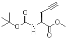 结构式 CAS# 71460-02-1, (2S)-2-[[叔丁氧羰基]氨基]-4-戊炔酸酸甲酯