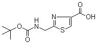 2-[[(叔丁氧羰基)氨基]甲基]噻唑-4-羧酸分子结构 (CAS 71904-80-8)