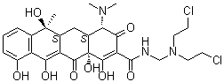 N-(beta,beta'-二氯二乙基氨基甲基)四环素分子结构 (CAS 72-09-3)