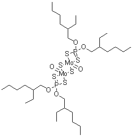 双[O,O-双(2-乙基己基)二硫代磷酸]二氧代二-mu-硫代二钼(mo-mo)分子结构 (CAS 72030-25-2)
