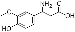 structure of CAS# 72076-93-8, 3-Amino-3-(4-hydroxy-3-methoxyphenyl)propionic acid;DL-beta-(4-Hydroxy-3-methoxy-phenyl)alanine