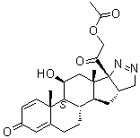 (11beta,16beta)-21-(乙酰氧基)-5',16-二氢-11-羟基-孕甾-1,4-二烯并[17,16-c]吡唑-3,20-二酮分子结构 (CAS 72149-70-3)