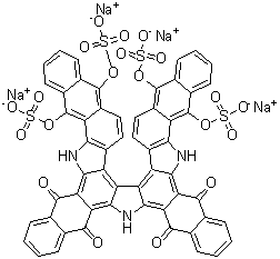 23,30-Dihydro-7,12,17,22-tetrakis(sulfooxy)-5H-tetranaphtho[2,3-a:2',3'-a':2'',3''-i:2''',3'''-i']pyrrolo[2,3-c:5,4-c']dicarbazole-5,24,29,31(6H)-tetrone tetrasodium salt molecular structure (CAS 72379-60-3)