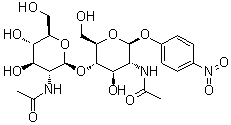 structure of CAS# 7284-16-4, p-Nitrophenyl-beta-N,N'-diacetylchitobioside;p-Nitrophenyl 2-acetamido-4-O-(2-deoxy-2-acetamido-beta-D-glucopyranosyl)-2-deoxy-beta-D-glucopyranoside