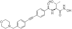 structure of CAS# 728865-23-4, CHIR 090;N-[(1S,2R)-2-Hydroxy-1-[(hydroxyamino)carbonyl]propyl]-4-[[4-(4-morpholinylmethyl)phenyl]ethynyl]benzamide